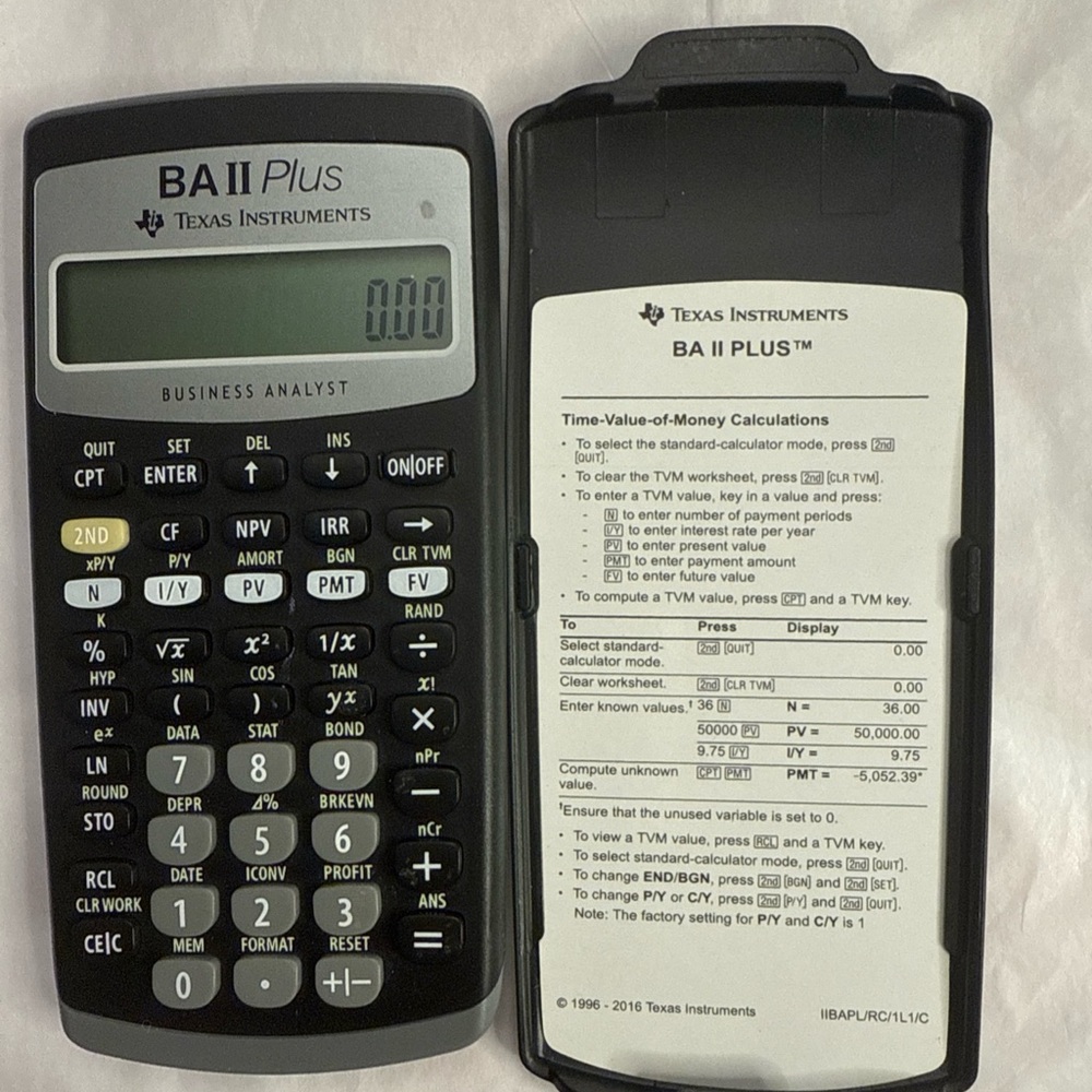 Texas Instruments BA II Plus Business Analyst Calculator - Black and Silver
